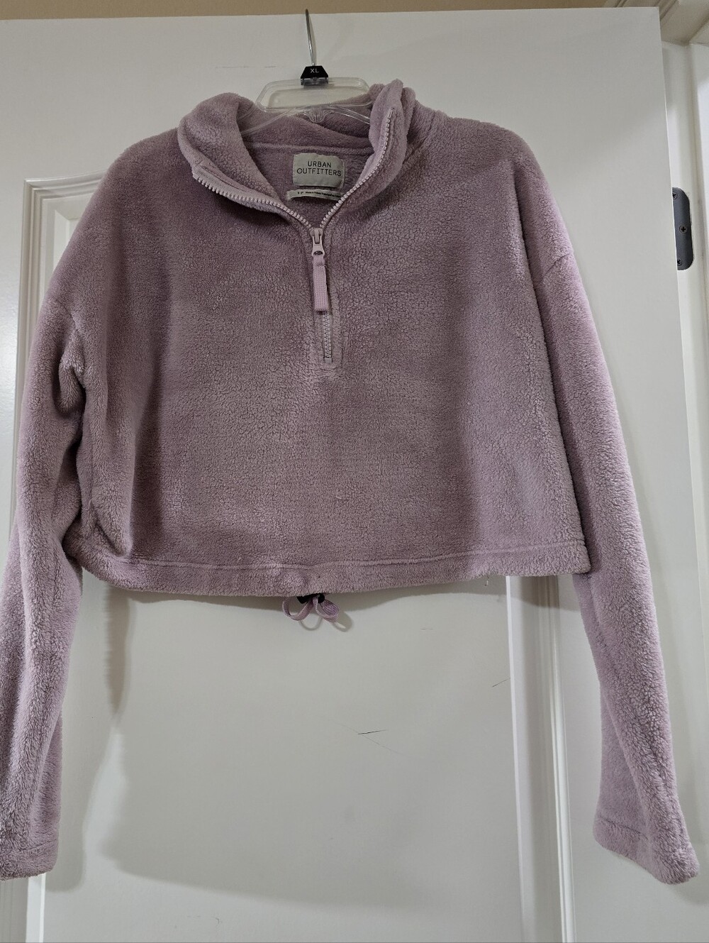 Urban Outfitters Lavender Plush Half-Zip Cropped Pullover